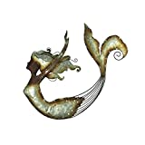 Mermaid Decor Metal Wall Art,Home Decor Mermaid Wall Sculpture Hanging Coastal Wall Decor for Home Garden Indoors Outdoors,Swimming Mermaid Specialties Distressed Handmade Creative Craft Panels