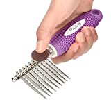 Poodle Pet Dematting Fur Rake Comb Brush Tool - with Long 2.5 Inches Steel Safety Blades for Detangling Matted or Knotted Undercoat Hair.