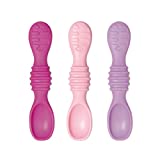 Bumkins Utensils, Silicone for Dipping, Feeding, Baby Led Weaning, Training Spoons, Ages 3 Months+ (3-Pack)