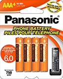 Panasonic Genuine HHR-4DPA/4B AAA NiMH Rechargeable Batteries for DECT Cordless Phones, 4 Pack