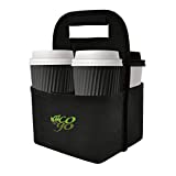 Balanced Day Bags Inc - Drink Carrier with Handle, Insulated 4 Cup Holder for Coffee Outdoor Take Out, Portable Reusable Bag for Soda Delivery, Cloth, Black