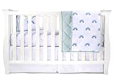 Ely’s & Co. Baby Crib Bedding Sets for Boys and Girls — 4 Piece Set Includes Crib Sheet, Quilted Blanket, Crib Skirt, and Baby Pillowcase (Blue Rainbow, 4 Piece)