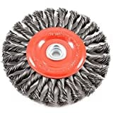 Forney 72749 Wire Wheel Brush, Twist Knot Crimped with 1/2-Inch and 5/8-Inch Arbor, 6-Inch-by-.020-Inch