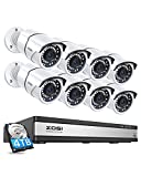 ZOSI 16CH 5MP PoE Security Cameras System,4K 16-Channel H.265 NVR with 3TB Hard Drive and 8pcs 5MP Indoor Outdoor PoE IP Cameras,120ft Night Vision,Remote Access for Home Business 24/7 Recording