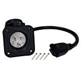 Sintron 15 Amp 125V AC Power Inlet Port Plug with Integrated 16" Extension Cord, NEMA 5-15 Flanged Inlet, ETL Listed, Weatherproof Cover Recessed Male Outlet, Straight Blade 2 Pole 3 Wire for RV Truck