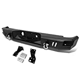 Compatible with Chevy Silverado/GMC Sierra Heavy Duty Steel Welded Corner Step Rear Bumper w/Dual D-Rings (Black)