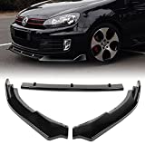 Q1-TECH, Front Bumper Lip fit for compatible with 2010-2013 Volkswagen Golf MK6 GTI Model Only, Front Bumper Lip Spoiler Air Chin Body Kit Splitter Painted Glossy Black ABS, 2011 2012 (SPORT-Style)