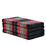 LEEWADEE Trifold Mattress Standard – Comfortable Thai Massage Pad, Foldable Floor Mattress Filled with Eco-Friendly Kapok, Perfect to Use as a Sleeping Mat 79 x 28 inches, Black red