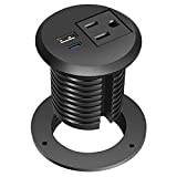 2 inch Desk Power Grommet with USB C,Flush Mount USB Port Desk Outlet,Desktop Power Grommet Outlet for Office PC Desk Cable Cord Cover,2'' Hole Grommet Mounts Power Outlet with Flat Plug,6 ft Cable