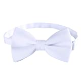 Classic Pre-Tied Mens Bow Ties Formal Adjustable Solid Tuxedo Bowtie for for Adults & Children(White, M - (16-99 years, adults, full age))