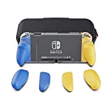 Skull & Co. GripCase Crystal Bundle: A Dockable Transparent Protective Cover Case with Replaceable Grips [to fit All Hands Sizes] for Nintendo Switch -Yellow+Blue [Fortnite Season Special]