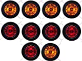 2.5" Round 12 LED Light Truck Trailer Side Marker Clearance Kit 5 Red + 5 Amber