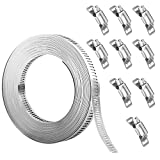 Homagic Hose Clamps 20 FT Adjustable 304 Stainless Steel Large Hose Clamp with 9 Fasteners Duct Clamps for Automotive Pipes Cables Tubes Heating Cooling