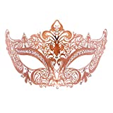 Toyvian Masquerade Mask Lace Mask with Diamond for Dance Party for Girls Women Party Supplies Rose Gold