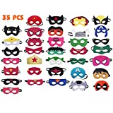 Superhero Masks, 35 Pieces Superhero Cosplay Masks for Birthday Party, Superhero Party Masks Children Masquerade Cosplay Eye Masks for Ages 3-Plus