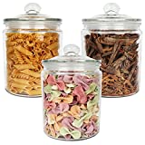 1/2 Gallon 64 oz Glass Jars with Airtight Seal Lid For Household,Set of 3 Pack,2 Liter Glass Food Jars & Organization Canisters for Storage Pasta, Coffee, Candy, Snacks. Include 1 Pen and 8 Labels.