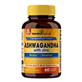 Sandhu Herbals Ashwagandha with Zinc Black Pepper Extract Ashwagandha Powder Stress Relief & Mood Support Supplements 60 Vegetarian Capsules