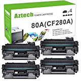 Aztech Compatible Toner Cartridge Replacement for HP 80A CF280A 80X CF280X Laserjet Pro 400 M401A M401D M401N M401DNE MFP M425DN (Black, 4-Pack)