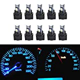 WLJH 10 Pack Ice Blue Canbus T5 Led Bulb 2721 37 74 Wedge Lamp PC74 Twist Sockets Dash Dashboard Lights Instrument Panel Cluster Leds Replacement