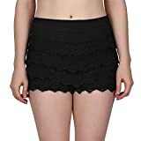 HDE Women's Lace Shorts Fitted Scallop Hem Crochet Mini Hot Pants (Black, Large)