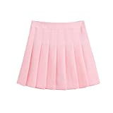 ZHANCHTONG Women's High Waist A-Line Pleated Mini Skirt Short Tennis Skirt (Pink, XS)