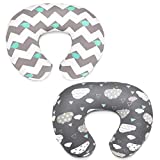 Stretchy Nursing Pillow Covers-2 Pack Nursing Pillow Slipcovers for Breastfeeding Moms,Ultra Soft Snug Fits On Infant Nursing Pillow,Clouds Whales