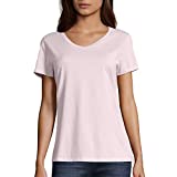 Hanes Women's Nano Premium Cotton V-Neck Tee, Pale Pink, X-Large