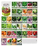 Survival Vegetable Seeds Garden Kit Over 16,000 Seeds Non-GMO and Heirloom, Great for Emergency Bugout Survival Gear 35 Varieties Seeds for Planting Vegetables 35 Plant Markers Gardeners Basics