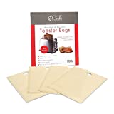 CooksInnovations Reusable Toaster Bags - 4 Pack Non Stick Non Porous Teflon Toaster Bags for Grilled Cheese Sandwiches, Pizzas, Sausage Rolls, Chicken Nuggets, Paninis, Bacon Strips - BPA & PFOA Free