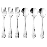 6 Pieces Kids Silverware Stainless Steel Toddler Utensils Children's Safe Flatware Toddler Fork and Spoon Set Metal Kids Cutlery Set,3 x Child Forks,3 x Children Spoons