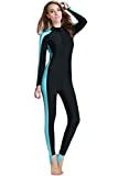 One - piece Rash Guard UV Sun Protective Swimsuit for Women Blue, Long Leg Cover - Blue, S for Height 61 inch - 64 inch