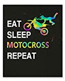 Eat Sleep Motocross Repeat Sport Quote Wall Art, 11"x14" Unframed Print Poster, Ideal for Morocross Riders, Coaches and Fans