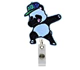 Skaworth Pug and Pig Nurse Badge Reel - Retractable ID Holder with Alligator Clip for Hospitals Doctors and Professional Office Staff (Dabbing Panda)