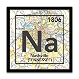 Na -Nashville Tennessee Vintage Periodic Chart Map Art Print, Unframed, Atlas Road Map Home & Wall Decor, Wedding - Housewarming Gift, 8x8 Inches