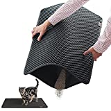 Blackhole Litter Mat - Moonshuttle Rectangular Cat Litter Mat, 30 X 23-Inch, Dark Gray