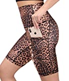 Yogalicious High Waist Squat Proof 9" Biker Shorts with Side Pockets for Women - Jaguar Brown Elastic Free 9" - XS