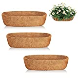 JISON21 Coconut Fiber Planter Liner, 3PCS 30 Inch Natural Coco Liners for Deck Hanging Planter Window Box Liners Half Moon Shape Replacement for Flower Pots Horse Trough Hanging Basket Vegetables Pot