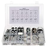 64 Pcs. Hydraulic NPT Pipe Fittings Cap & Plug Adapter Assortment Kit, Galvanized Steel with Precision Threading