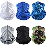 Summer Face Cover Scarf Mens Balaclava Neck Gaiter Baclava Face Breathable Bandana Sun Protection Cycling Running (Simple Colors, 6 Pieces)