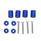 Aramox Turbo Motor Hood Spacer Riser Kit, Car Aluminum Alloy Engine Hood Ventilation Spacer Riser Fit for 6mm Motor (Blue)