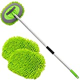 anngrowy 62" Microfiber Car Wash Brush Mop Kit Mitt Sponge with Long Handle Car Cleaning Supplies Kit Duster Washing Car Tools Accessories, 1 Chenille Scratch-Free Replacement Head Aluminum Alloy Pole