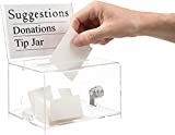 Adir Acrylic Donation Ballot Box with Lock - Secure and Safe Suggestion Box - Drawing Box - Great for Business Cards (6.25" x 4.5" x 4") - Clear