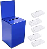 MCB Large Ballot Box/Charity Box/Suggestion Box/Includes 1000 Entry Sheets/Use for raffles, Lead Generation, Collecting Business Cards, Voting, contests, suggestions (Blue)