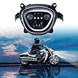 CPOWACE LED Headlight for M109R,Clear Lens LED Head lamp Assembly with Halo DRL High/Low Beam Compatible with SUZUKI Boulevard M109R / M90