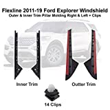 JAAGS 2011-19 Compatible with Ford Explorer Windshield Outer (Glossy) & Inner Trim Pillar Molding Right & Left + Clips Ford Explorer Driver and Passenger Side Trim molding DW1843