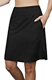 Hount Women Knee Length Skorts Skirts Tennis Skirt Workout Golf Skort with 4 Pockets Black