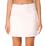 COOrun Women's Active Skort Casual Sports Skirit Athletic Stretchy Tennis Skirt for Running Golf Workout White L