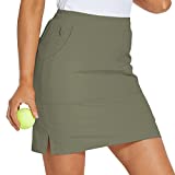 VAYAGER 18" Golf Skorts Skirts for Women with 6 Pockets Casual Summer Athletic Workout Skirts for Hiking(Army Green L)