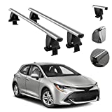 OMAC Roof Rack Cross Bars fits Toyota Corolla Hatchback 2019-2023, Lockable, Luggage Carrier, Smooth Rooftop Bars Silver, Aluminum