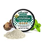 Primal Life Organics - Dirty Mouth Toothpowder, Tooth Cleaning Powder, Flavored Essential Oils with Natural Kaolin & Bentonite Clay, Good for 200+ Brushings, Organic, Vegan (Sweet Spearmint, 1 oz)